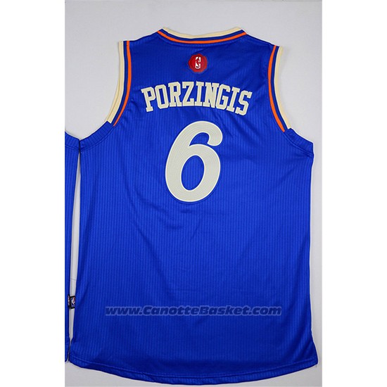 Maglia Natale 2015 New York Kristaps Porzingis #6 Blu